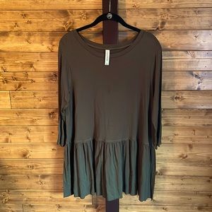 Olive Green Zenana Premium Peplum Tunic dress